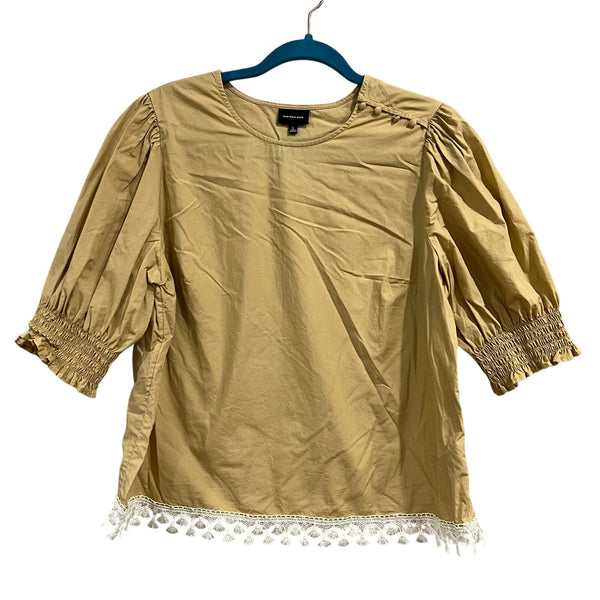 Who What Wear Taupe Puff Sleeve Blouse Large