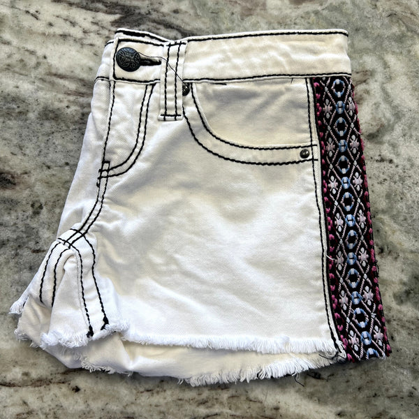 BKE Daytrip Capricorn White Cutoff Denim Shorts Size 27 Y2K