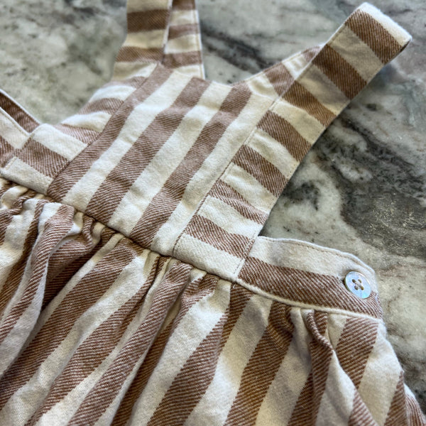 Rylee + Cru Striped Linen Overall Dress Size 18-24 Mo.