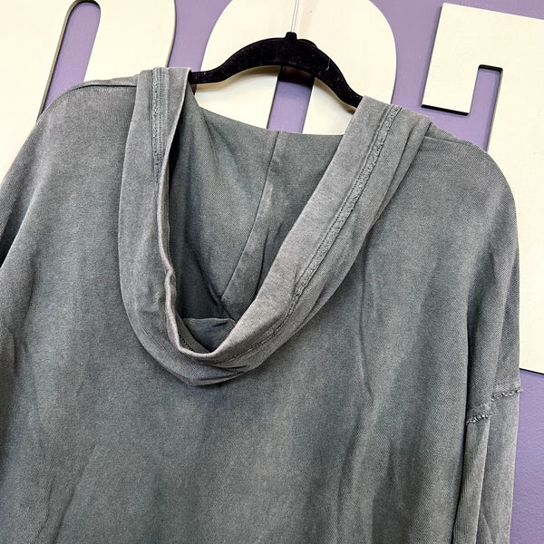 Aerie Green Garment Washed Front Tie Hoodie XS