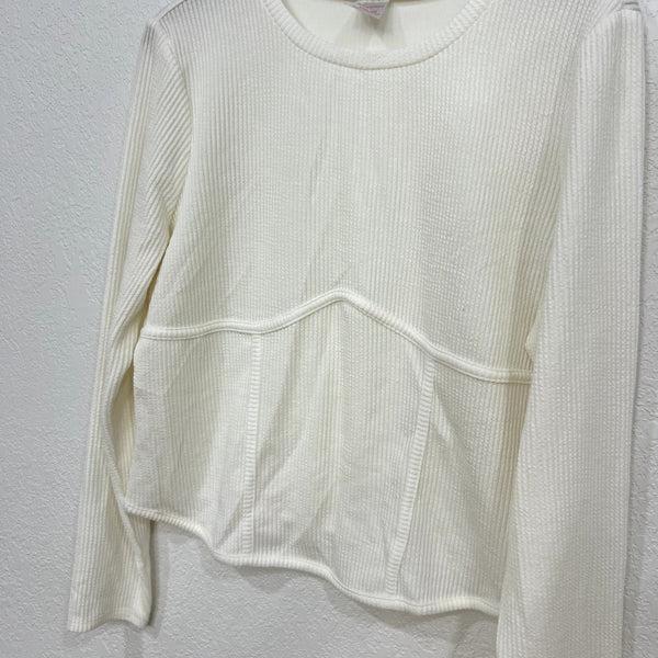 No Boundaries Women's Ribbed White Blouse Plus Size 3XL