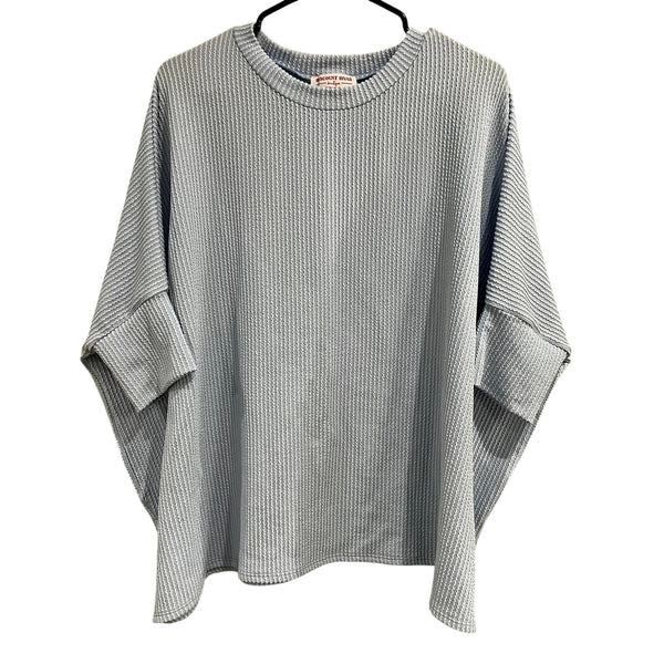 Women's Light Blue Ribbed Dolman Top One Size