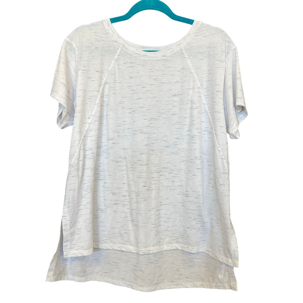 Avia White Marble Side Slit Workout Short Sleeve Top Large