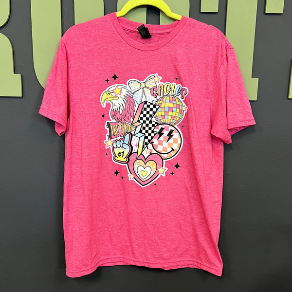 Eagles Retro Game Day Pink Graphic Tee Size Medium