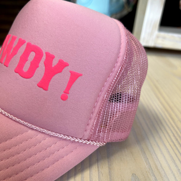 Howdy Two Tone Pink Puff Trucker Hat