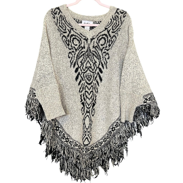 Women's Gray + Black Aztec Heavy Shaw One Size