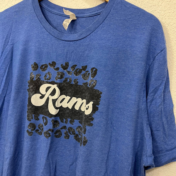Rams Leopard Print + Blue Graphic Tee Size 2XL