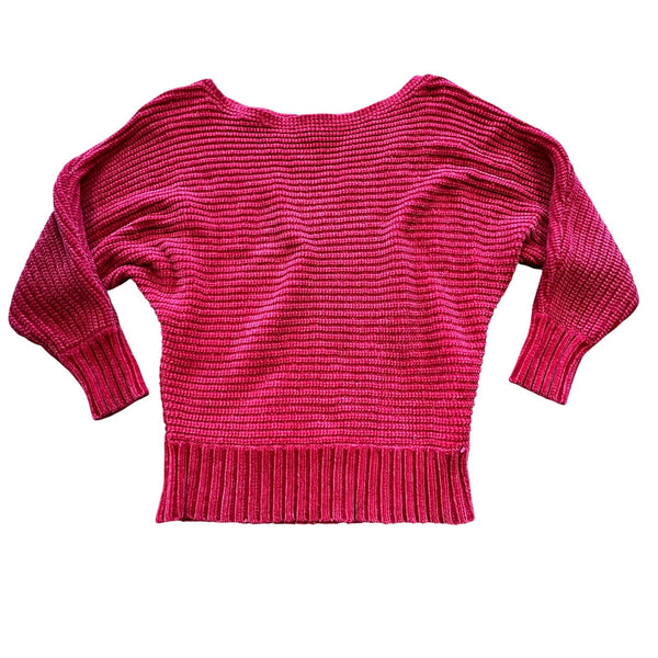 Forever 21 Pink Chenille Boat Neck Dolman Sweater Size Small