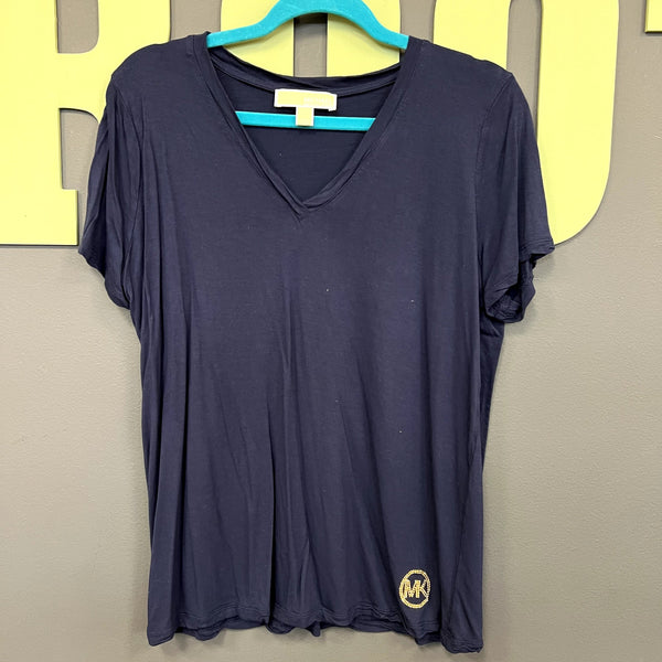 Michael Kors Navy Blue V-Neck Soft Tee Size Large