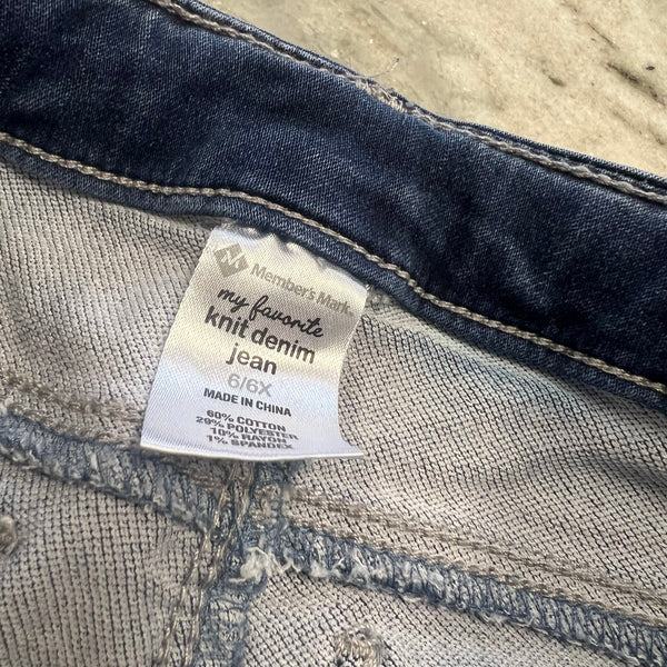 Member's Mark Girls Dark Wash Knit Denim Skinny Jeans Size 6