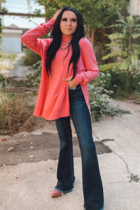 Bubblegum Pink Oversized Side Slit Sweater