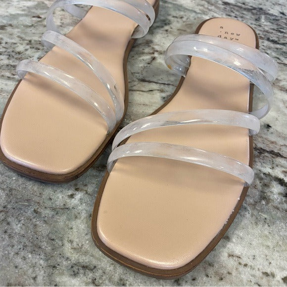 A New Day Clear Strappy Sandals Size 8.5