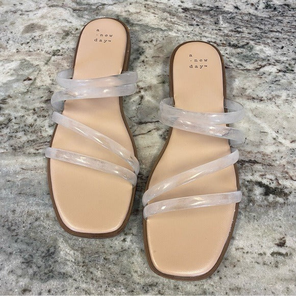 A New Day Clear Strappy Sandals Size 8.5