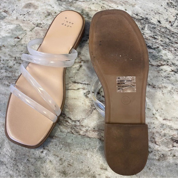 A New Day Clear Strappy Sandals Size 8.5
