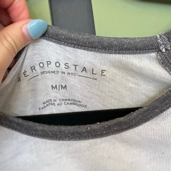 Aeropostale Color Block Baseball Short Sleeve Tee Medium