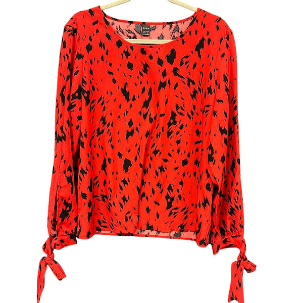 Women's Red + Black Animal Print Long Sleeve Blouse Size XL