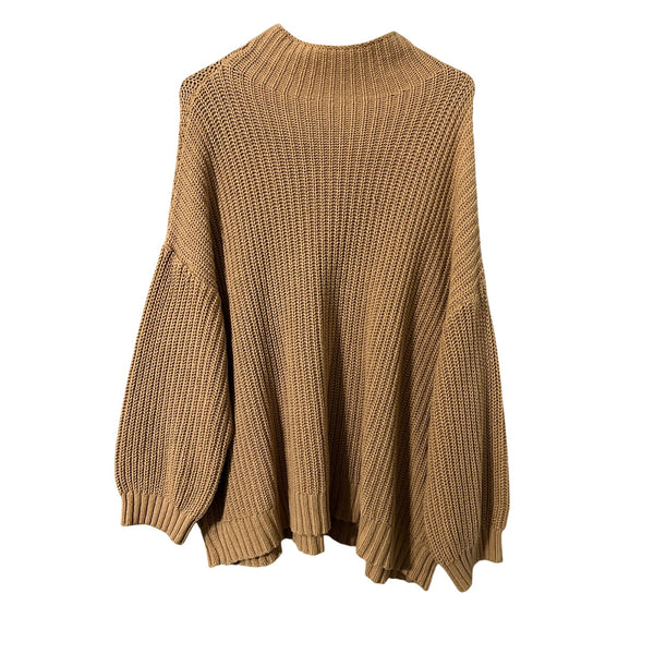 American Eagle Chunky Knit Brown Mock Neck Sweater Size Medium