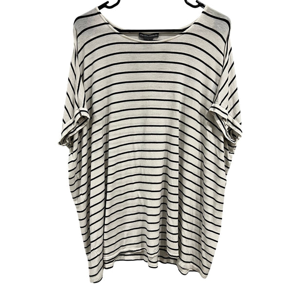 Chelsea & Theodore Black + White Striped Dolman Top Large