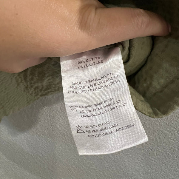 Plenum Studio Textured Olive Green S/S Button Down Polo Large
