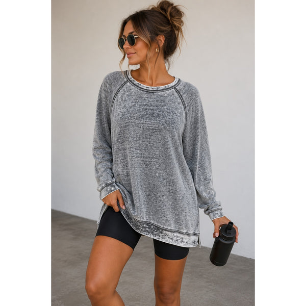 Bella Canvas Sponge Fleece Sweatshirt Black Acid Wash Size XL