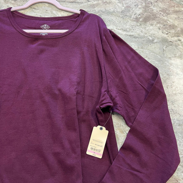 NWT St. John's Bay Plum Crew Neck Basic Long Sleeve Top Size 3XL