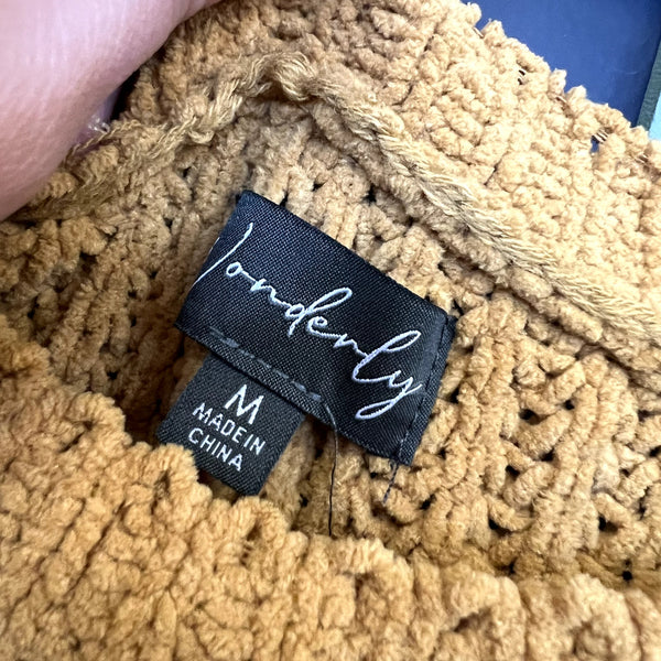 Wonderly Chunky Plush Knit Mustard Yellow Sweater Size Medium