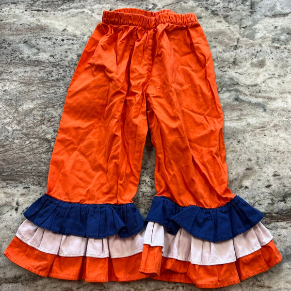 Girls Orange + Blue Ruffle Pants Size 2T