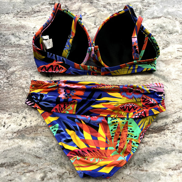 Bleu Rod Beattie Multicolor Tropical Two Piece Bikini Size 8 (38D)