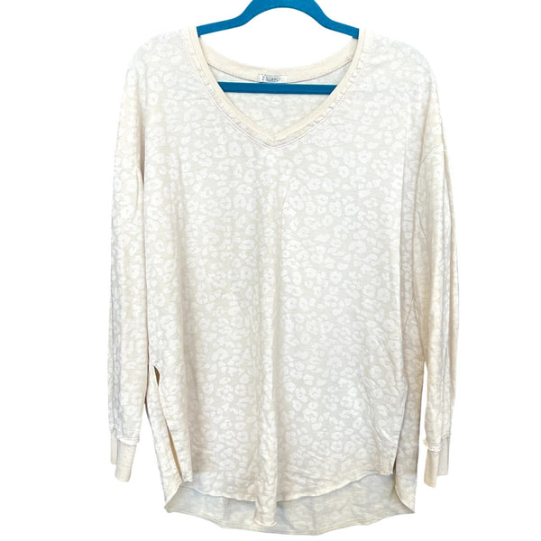 Z Supply Ivory Leopard Side Slit Top Size Small
