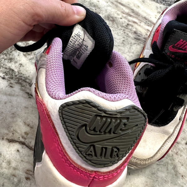 Nike Air Max 90 GS White Hyper Pink Orange Sneakers Size Youth 12C