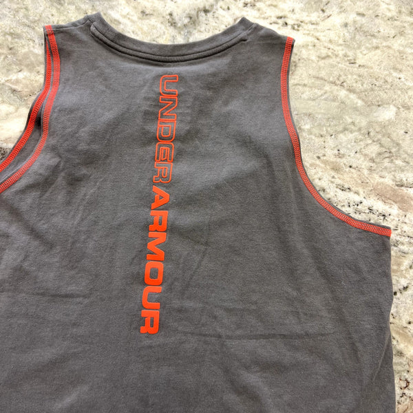 Under Armour Heat Gear Charged Cotton Loose Fit Boys Gray Tank Top YXL
