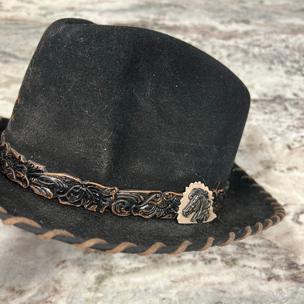 Charlie 1 Horse Black Wool Blend Highway Fedora Hat Size Medium