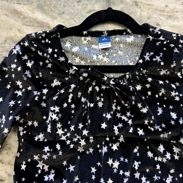 NWT Old Navy Girls Black Velvet Star Dress Size Youth Small