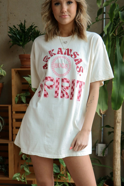 LivyLu Arkansas Hogs Spirit Thrifted Tee