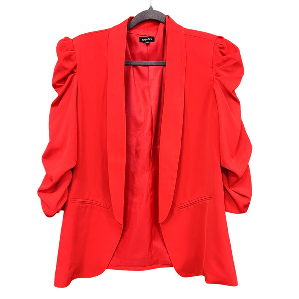 Women's Red Boutique Rouched Sleeve Blazer Size Large