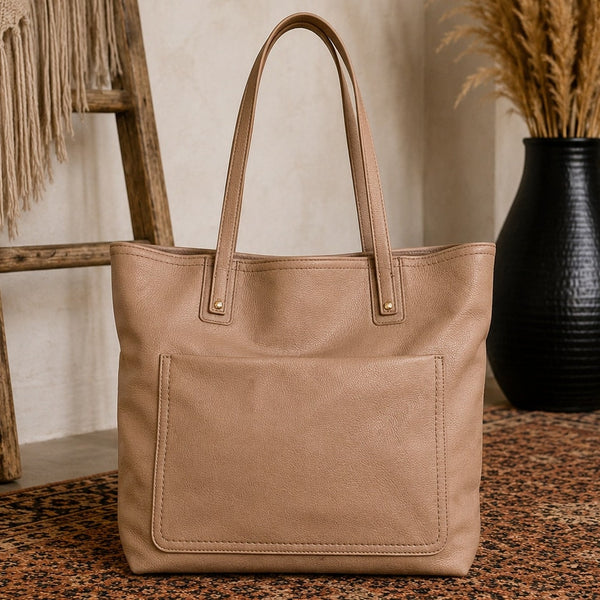Women's Light Tan Faux Leather Purse