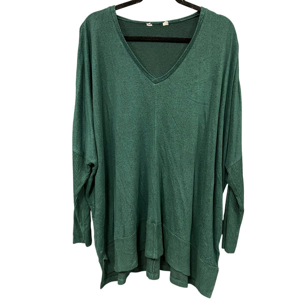 Women's Dark Green Heather V-Neck Tunic Top Size XL