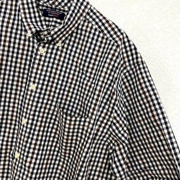 Roundtree & York Button Down Gingham Top Men's Size 2X Tall