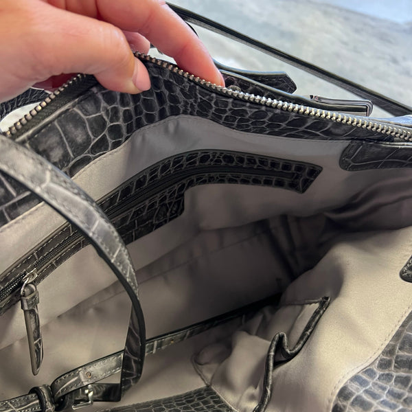 Ivanka Trump Grey Crocodile Shoulder Bag with Dust Bag