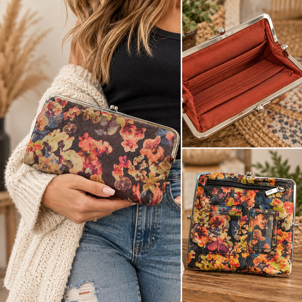 Hobo Floral Frame Clutch Wallet