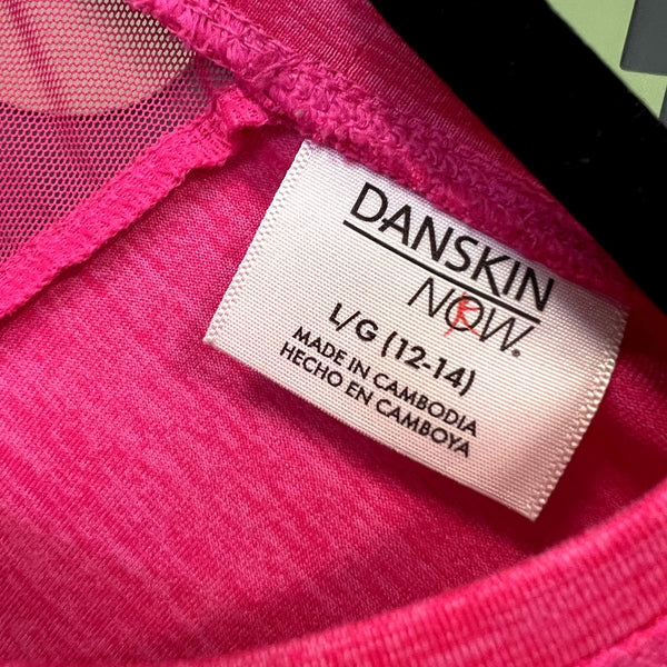 Danskin Hot Pink Heathered Short Sleeve Athletic Top Large