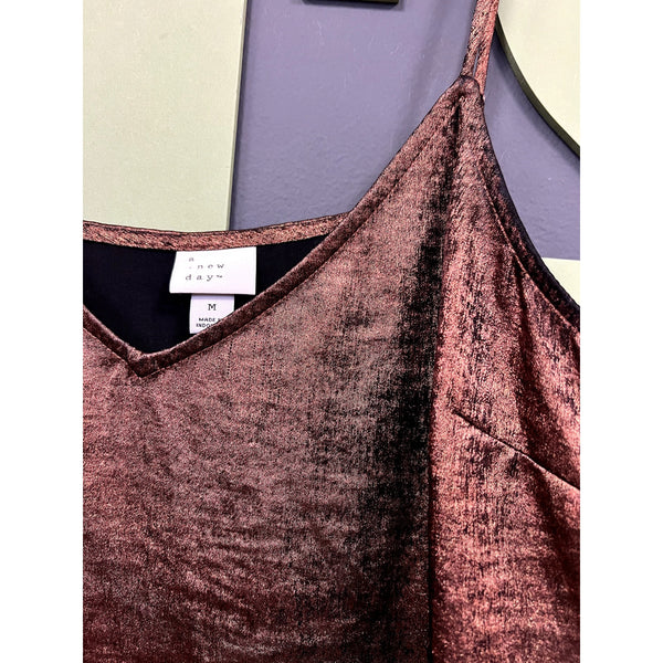 A New Day Brown Metallic Slip Dress Size Medium