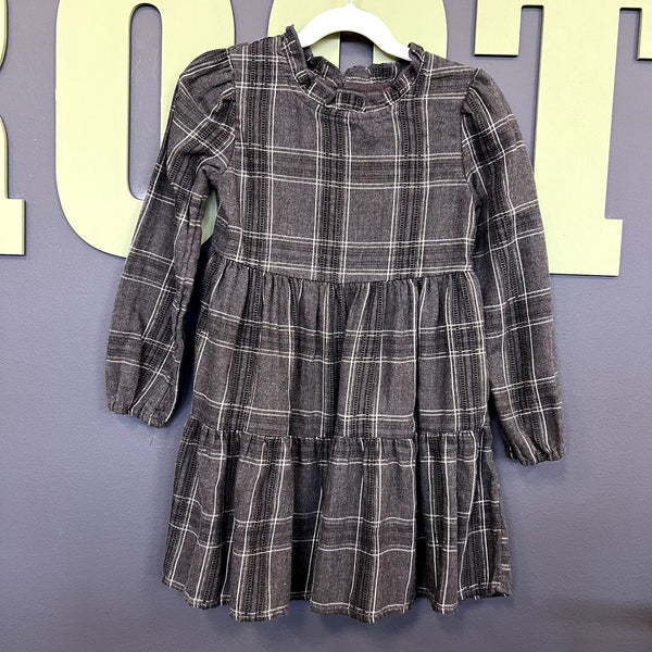 Cat & Jack Flannel Gingham Girls Tiered Dress Size 5T