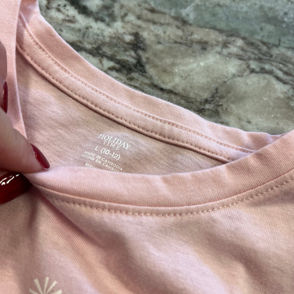 Holiday Time Girl's Christmas Graphic Long Sleeve Tee Large