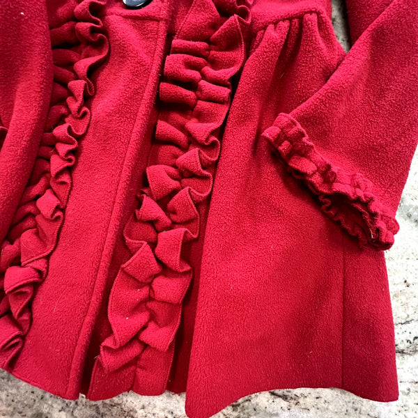 Copper Key Girls Red Ruffle Peacoat Size 4/5
