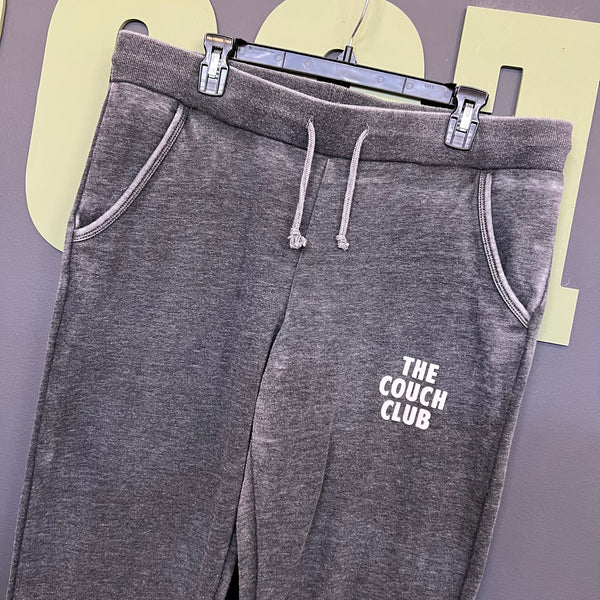 Chicka D Charcoal Fleece Acid Wash "The Couch Club" Joggers Size XL
