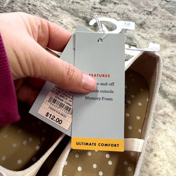 NWT Cat & Jack White Nora Slip On Ballet Flats Girls Size 12