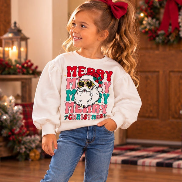 Merry Christmas Retro Santa Sweatshirt Size 4T