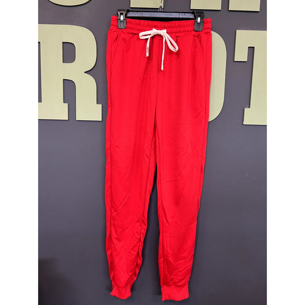 Women's Red Silky Jogger Pants Size Small