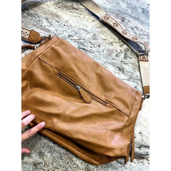 Women's Faux Leather Foldover Crossbody Bag